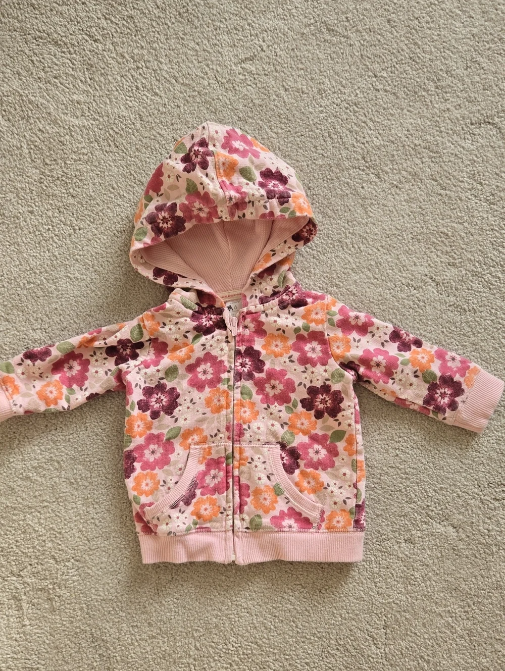 Carter's Bundle Of Floral Zip Hoodies, 6M, Pink and Light Gray